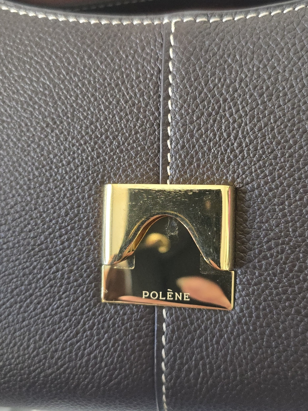 Polène Mokki Ebony Grained Leather Bag Purse - Picture 5 of 9